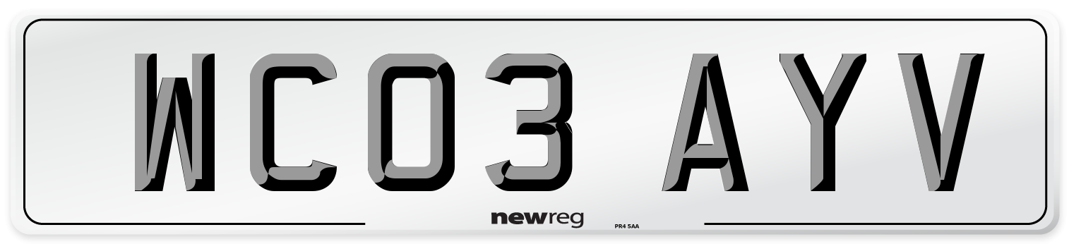 WC03 AYV Number Plate from New Reg